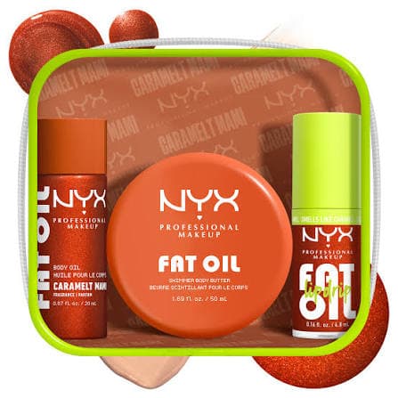 NYX Professional Makeup – Fat Oil Lip & Body Kit – Caramelt Mami – Coffret 3 Pièces